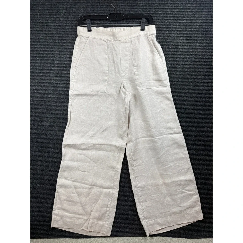Frank & Eileen Madeline Wide Leg Linen Pants Oatmeal Beige Womens Small